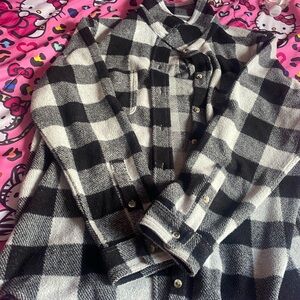 Black and White Plaid Button-Up Shirt